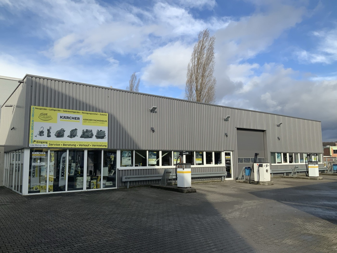 Ladengeschäft und Werkstatt der SBR Höllwarth GmbH in der Lise-Meitner-Straße in Winnenden-Hertmannsweiler